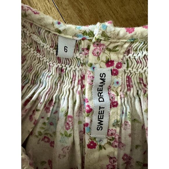 Sweet Dream Cream Pink Smocked Floral Dress 6 - Picture 6 of 8